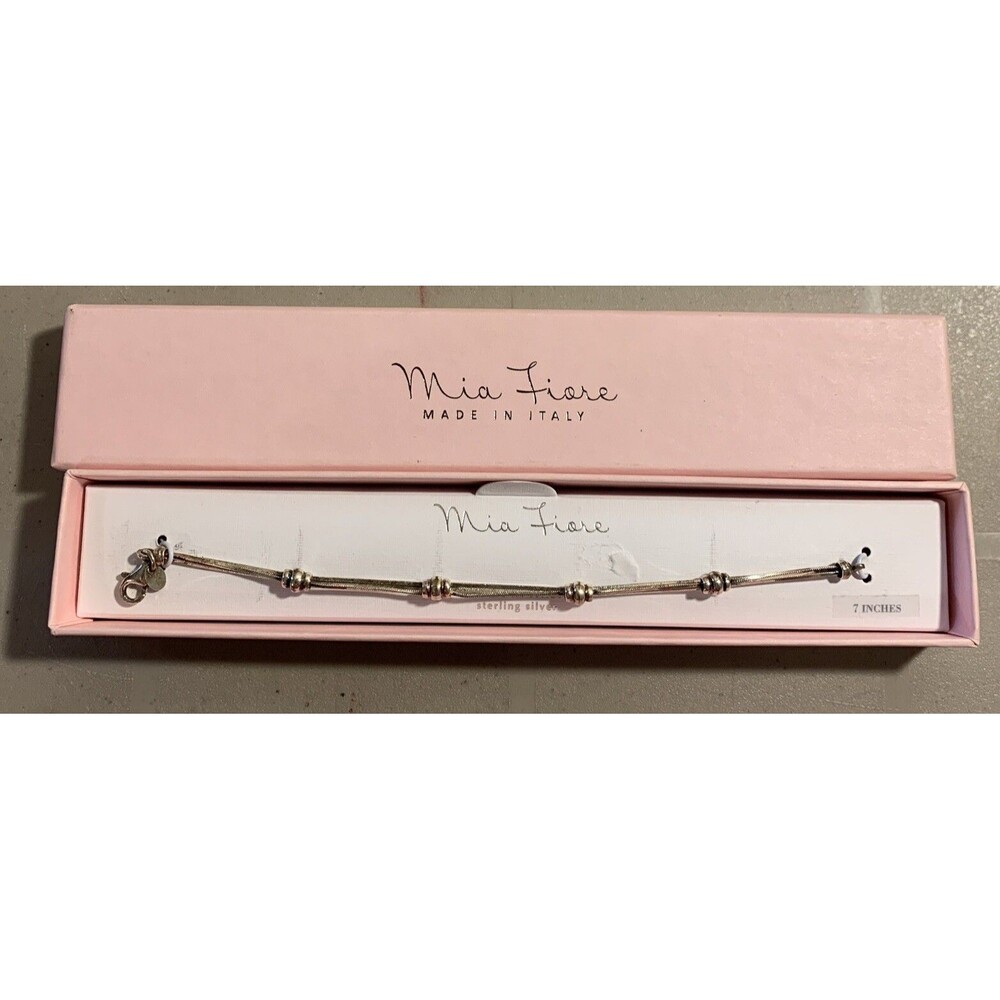 Mia Fiore Sterling Silver Women’s Bracelet Triple Strand Stationary Beaded 7”
